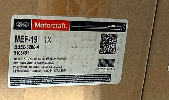 Этикетка Motorcraft: MEF-19, BB5Z-3280-A, 5103401, Tie rod kit, Made in South Korea